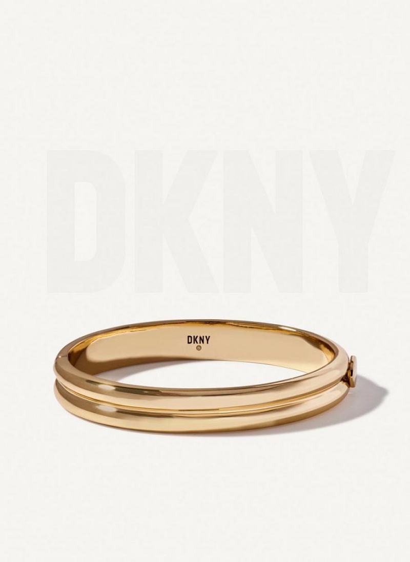 Gold DKNY Rounded Women's Bangle | USA-D1624