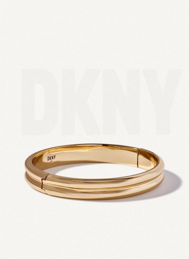 Gold DKNY Rounded Women's Bangle | USA-D1624