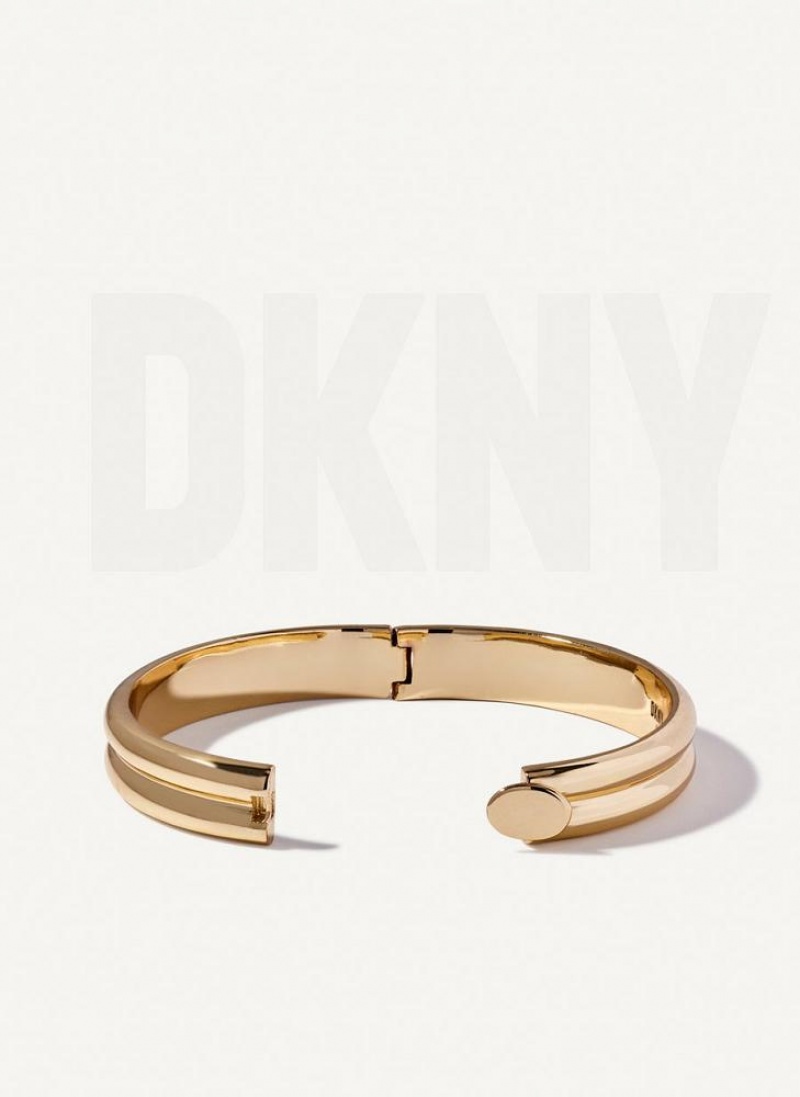 Gold DKNY Rounded Women's Bangle | USA-D1624