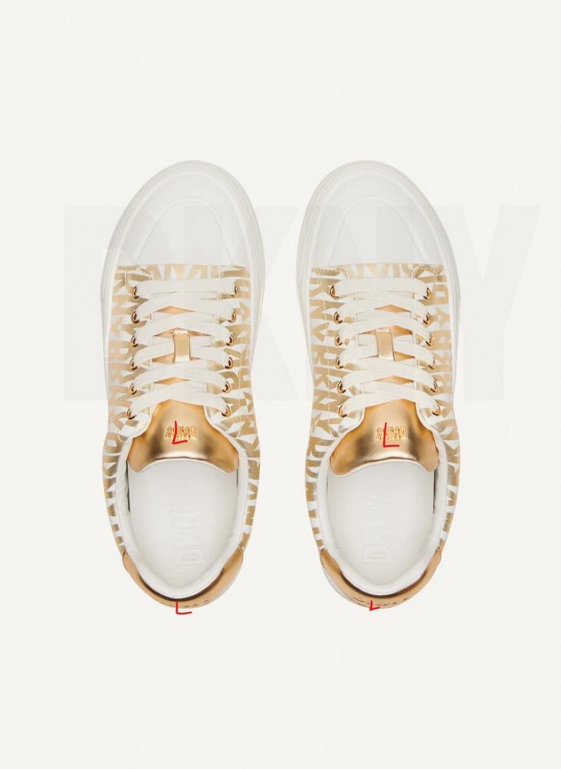 Gold DKNY York Lace Up Shoes Sneakers | USA-D1842
