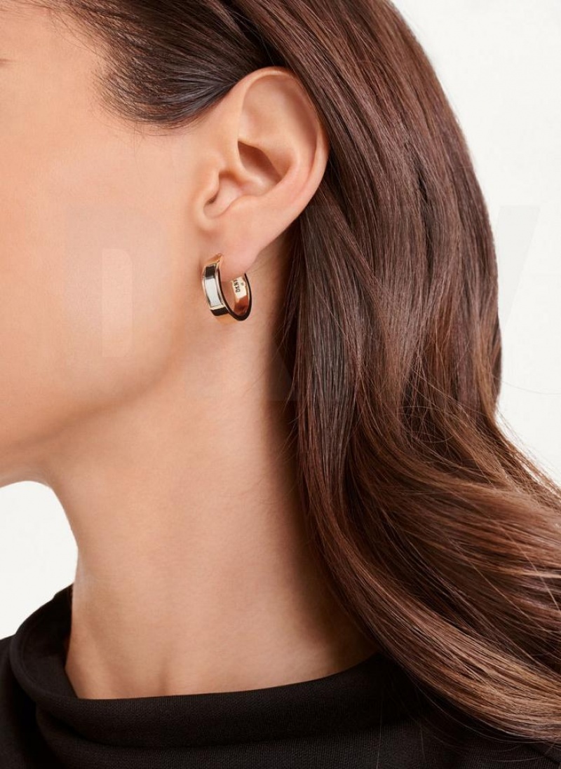 Gold / Silver DKNY Two Tone Inlay Hoop Women's Earrings | USA-D0171