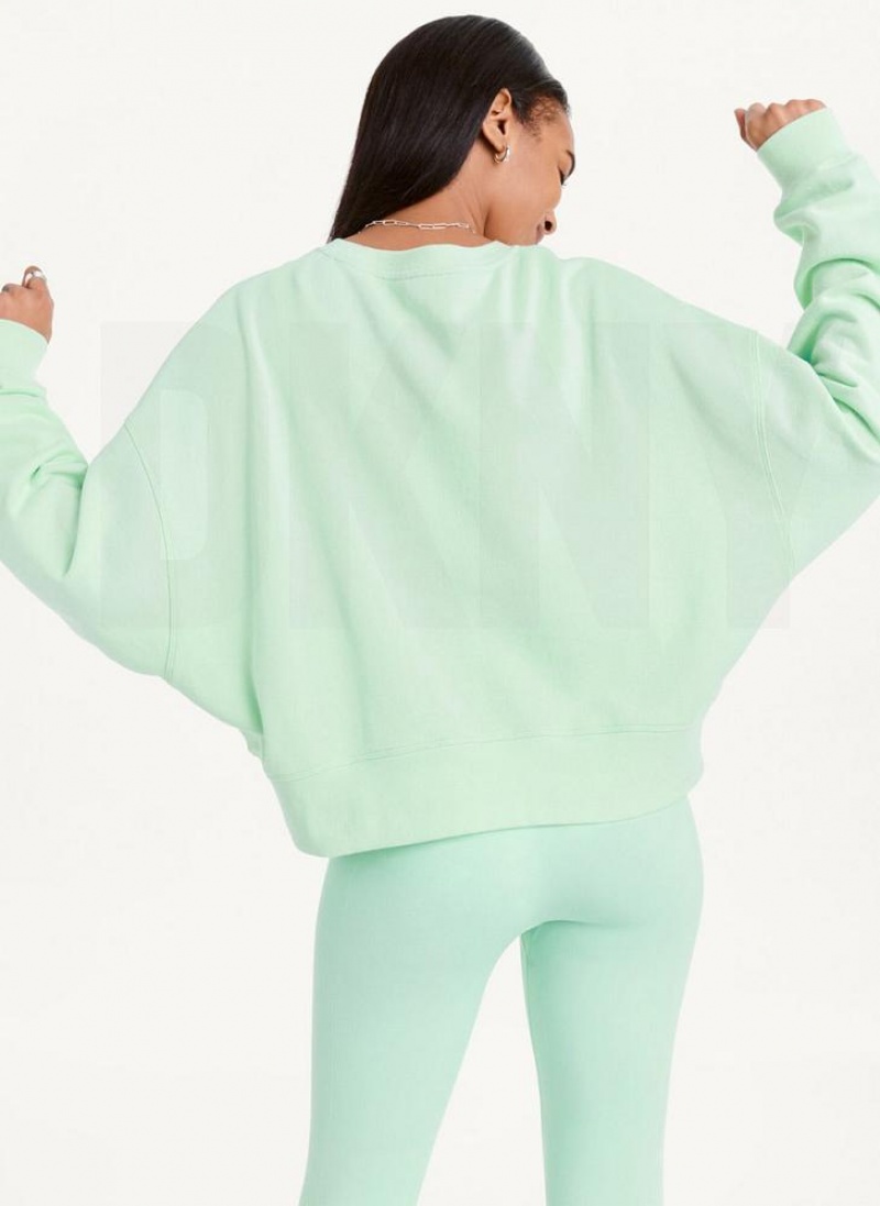 Green DKNY Balance Oversized Crewneck Pullover Women's Sweatshirts | USA-D1546