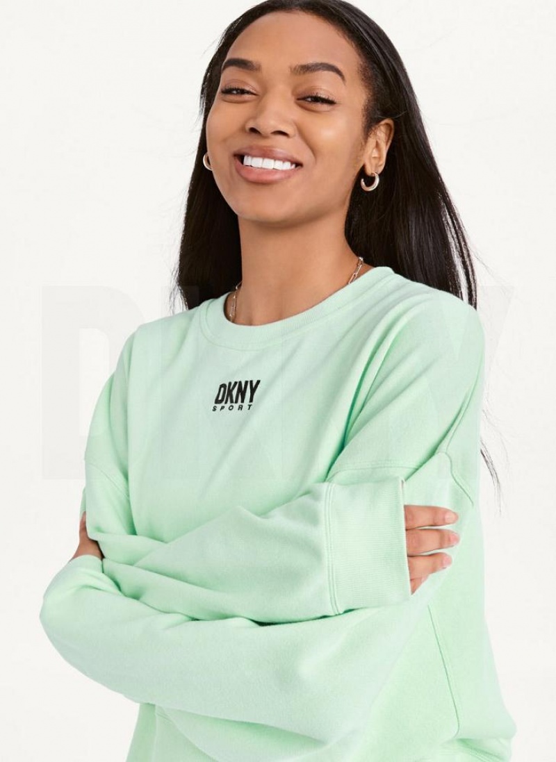 Green DKNY Balance Oversized Crewneck Pullover Women's Sweatshirts | USA-D1546