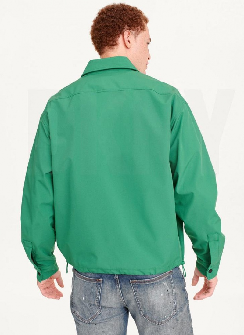 Green DKNY Coaches Logo Men's Jackets | USA-D1472