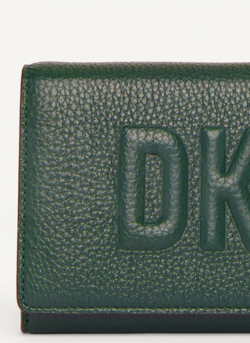 Green DKNY Continental Raised Logo Bags Wallets | USA-D1712