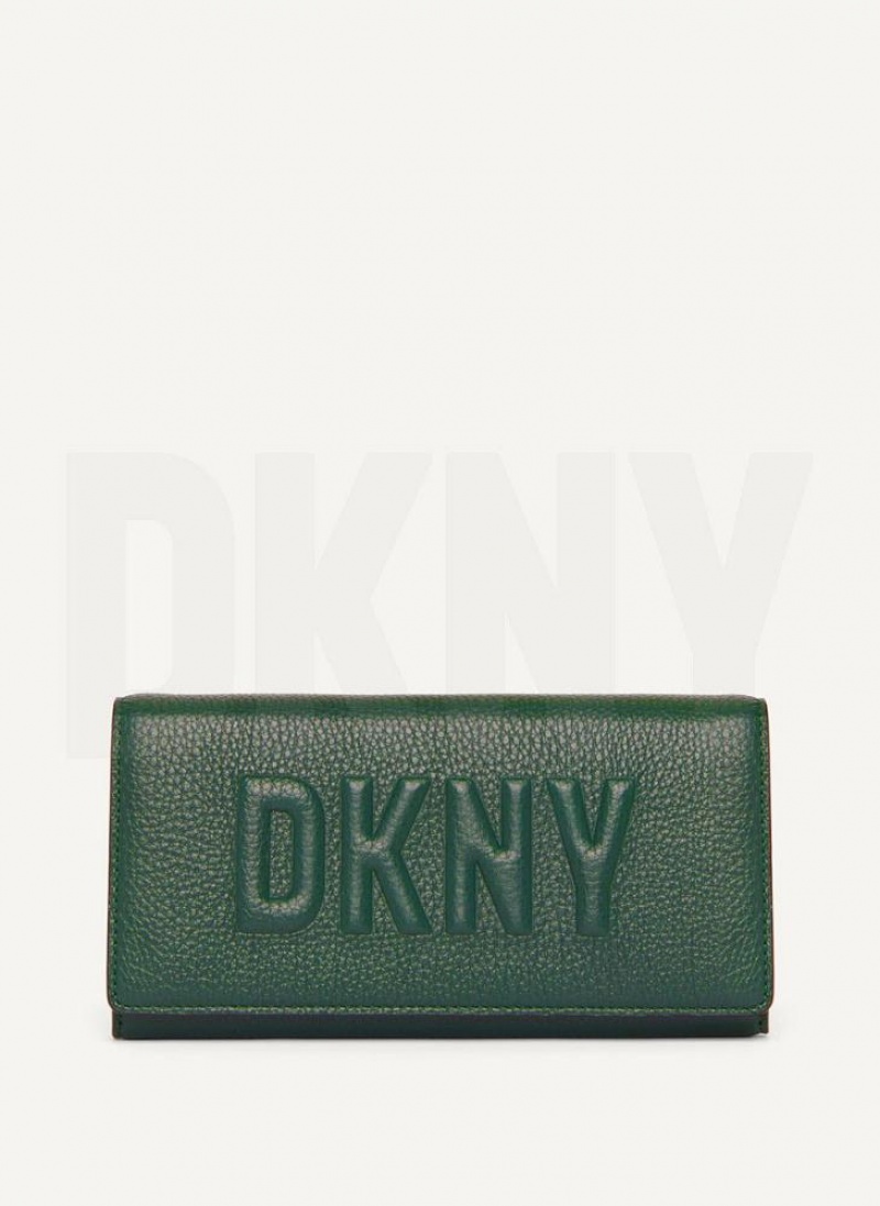Green DKNY Continental Raised Logo Bags Wallets | USA-D1712