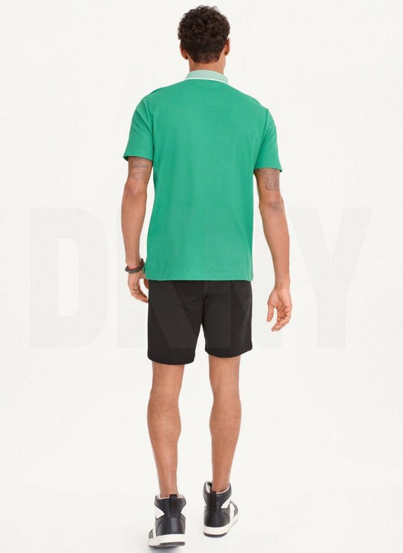Green DKNY Core Pima Cotton Pique Men's Polo Shirts | USA-D1448