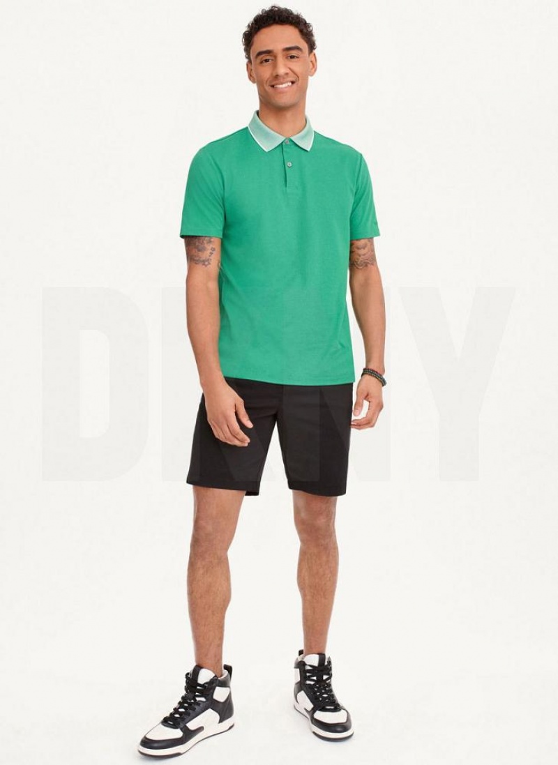 Green DKNY Core Pima Cotton Pique Men's Polo Shirts | USA-D1448