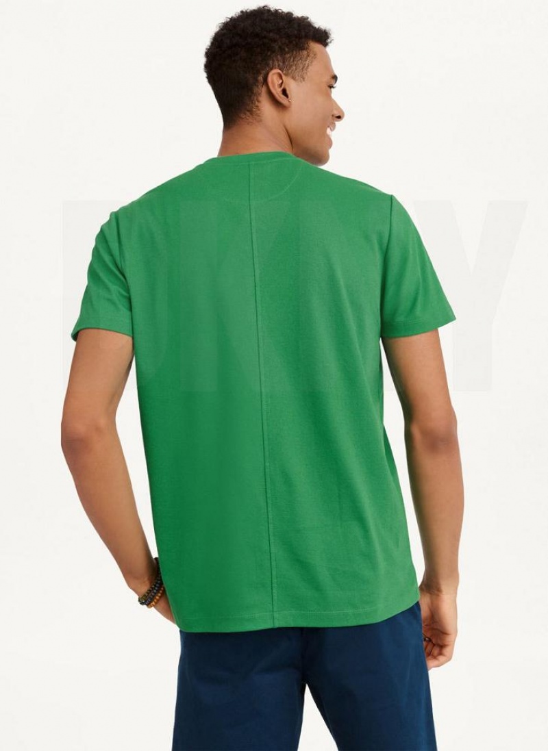 Green DKNY Cotton Poly Pique Men's T Shirts | USA-D1194