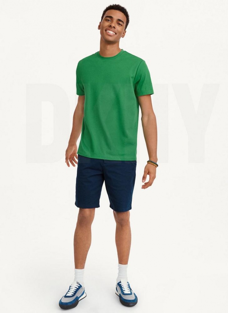 Green DKNY Cotton Poly Pique Men's T Shirts | USA-D1194