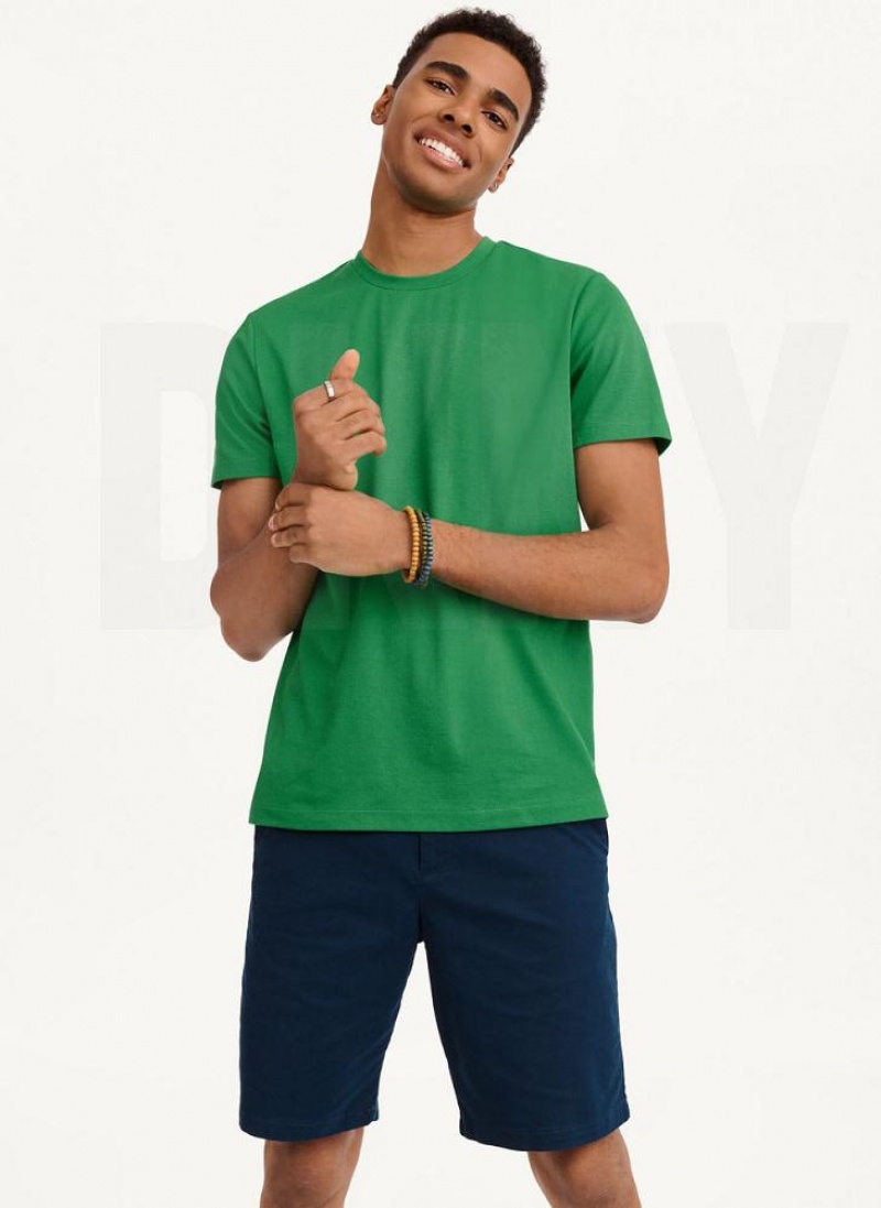 Green DKNY Cotton Poly Pique Men's T Shirts | USA-D1194
