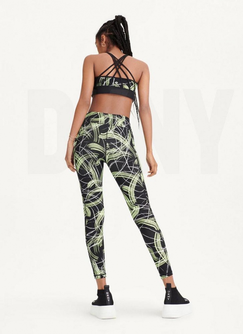 Green DKNY Electric Shock Print High Waist Women's Leggings | USA-D1277