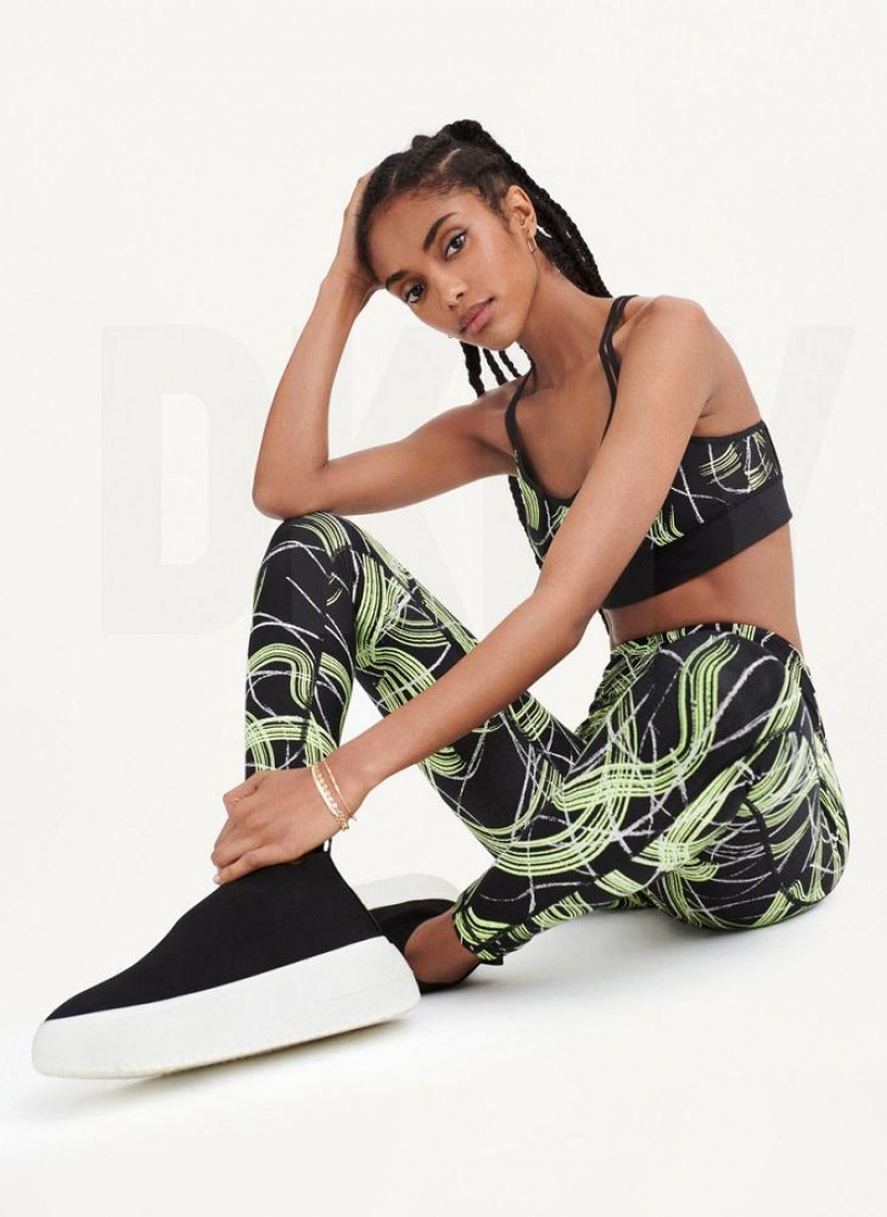 Green DKNY Electric Shock Print High Waist Women's Leggings | USA-D1277
