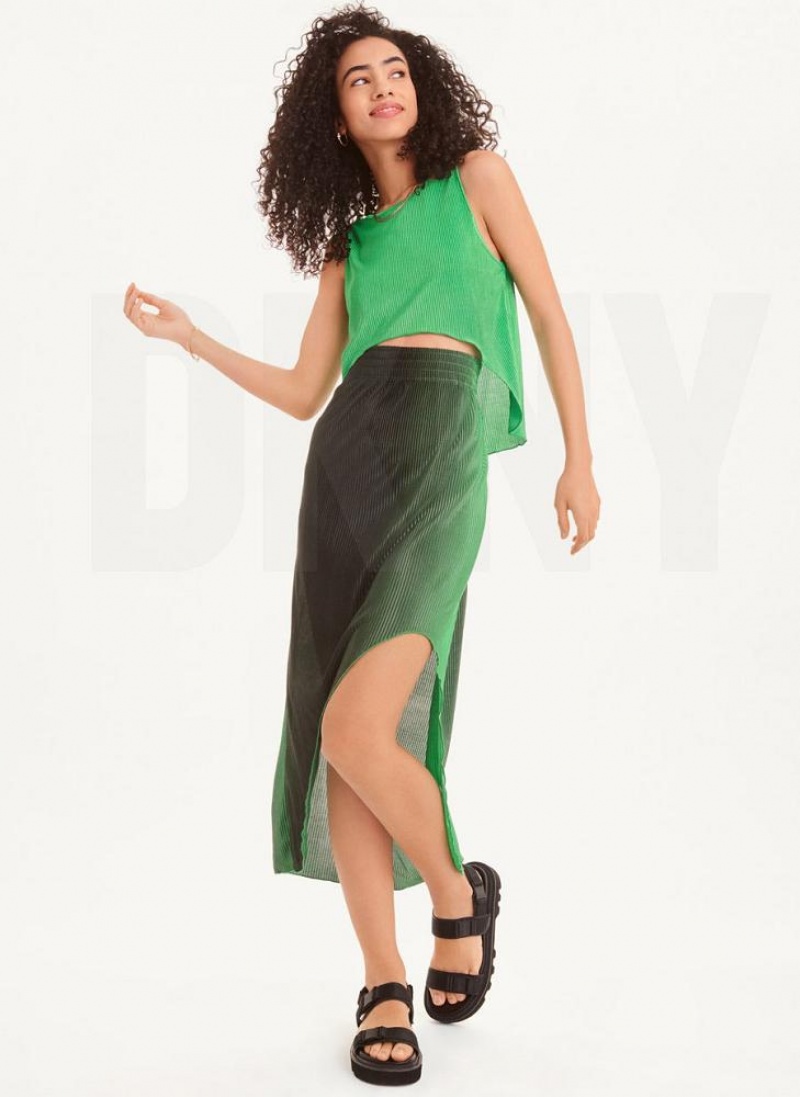 Green DKNY High Low Shell Women's Tank Tops | USA-D1534