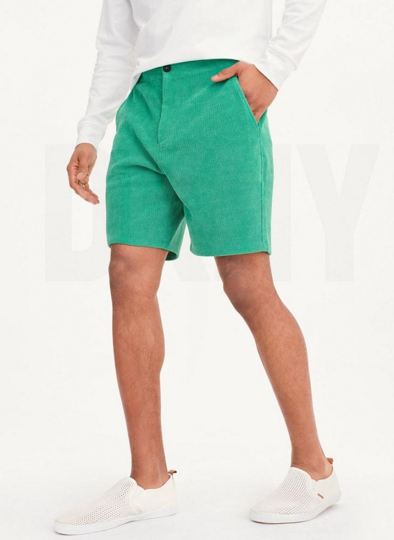 Green DKNY Knit Cord Pull On Men's Shorts | USA-D0618