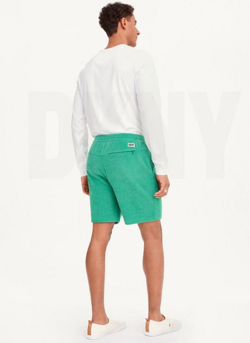 Green DKNY Knit Cord Pull On Men's Shorts | USA-D0618