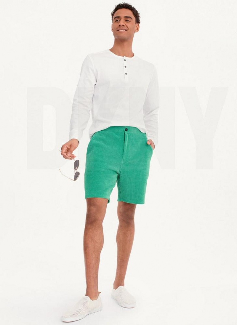 Green DKNY Knit Cord Pull On Men\'s Shorts | USA-D0618