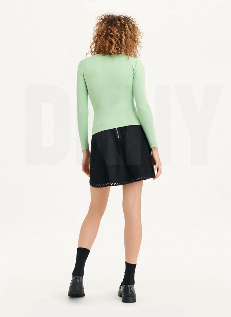 Green DKNY Long Sleevewrap Cut Out Women's Sweaters | USA-D0684