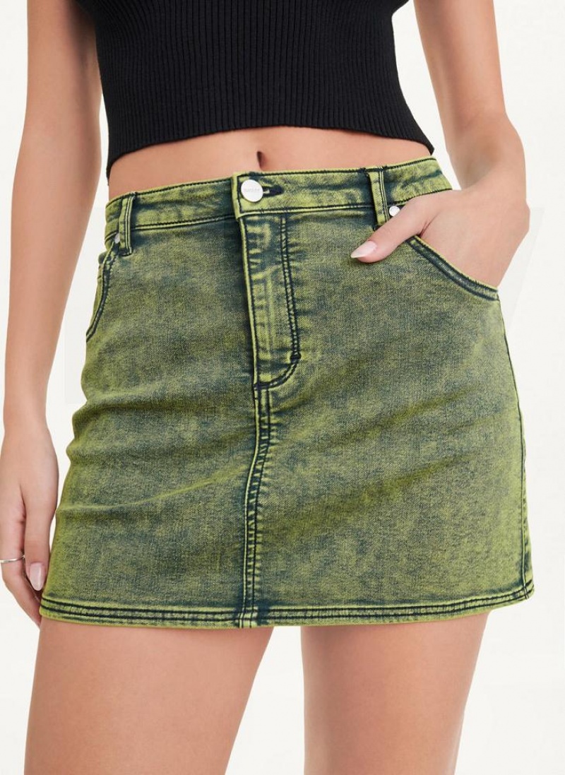 Green DKNY Micro Mini Denim Women\'s Skirts | USA-D0369