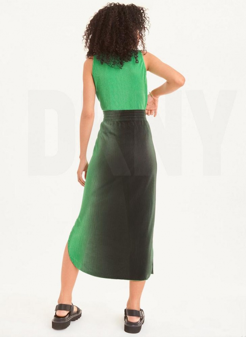 Green DKNY Pleated Women's Skirts | USA-D1533