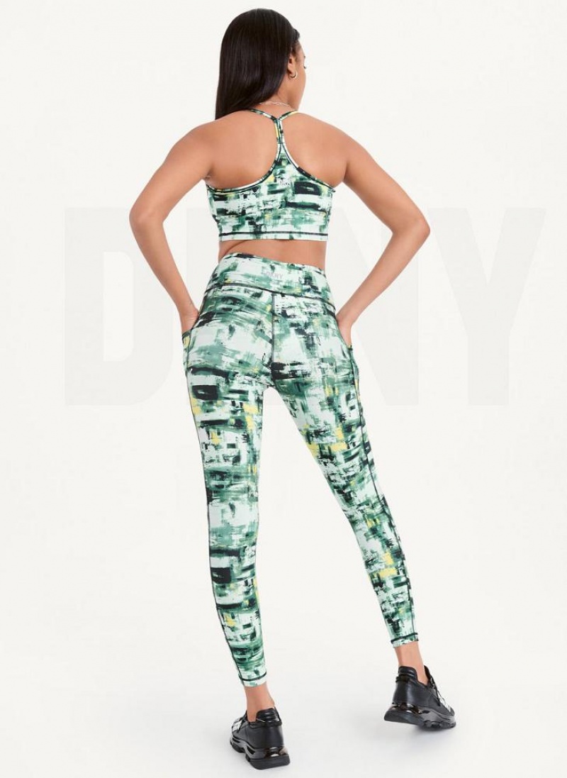 Green DKNY Printed Women's Leggings | USA-D1773