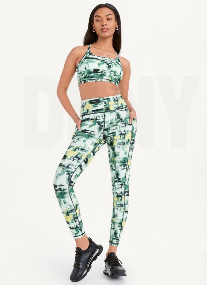 Green DKNY Printed Women's Leggings | USA-D1773