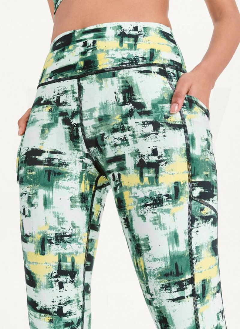 Green DKNY Printed Women's Leggings | USA-D1773