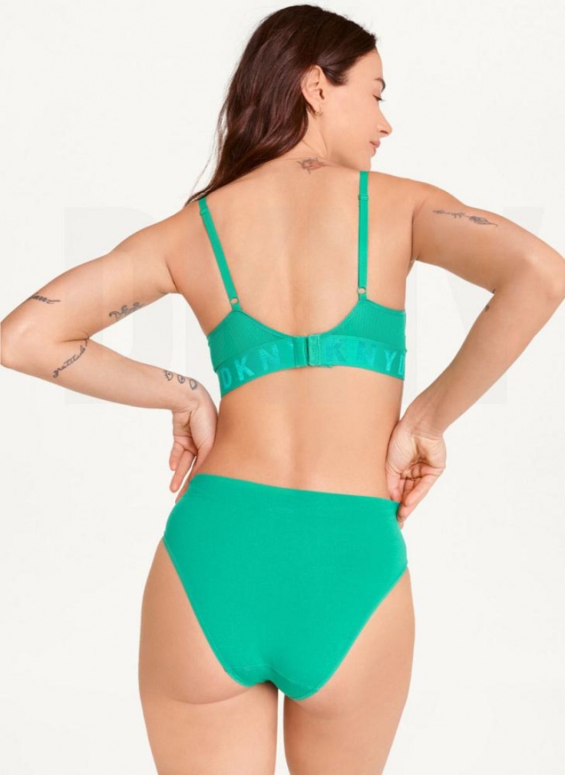 Green DKNY Seamless Litewear Rib Bikini Women's Panties | USA-D0571