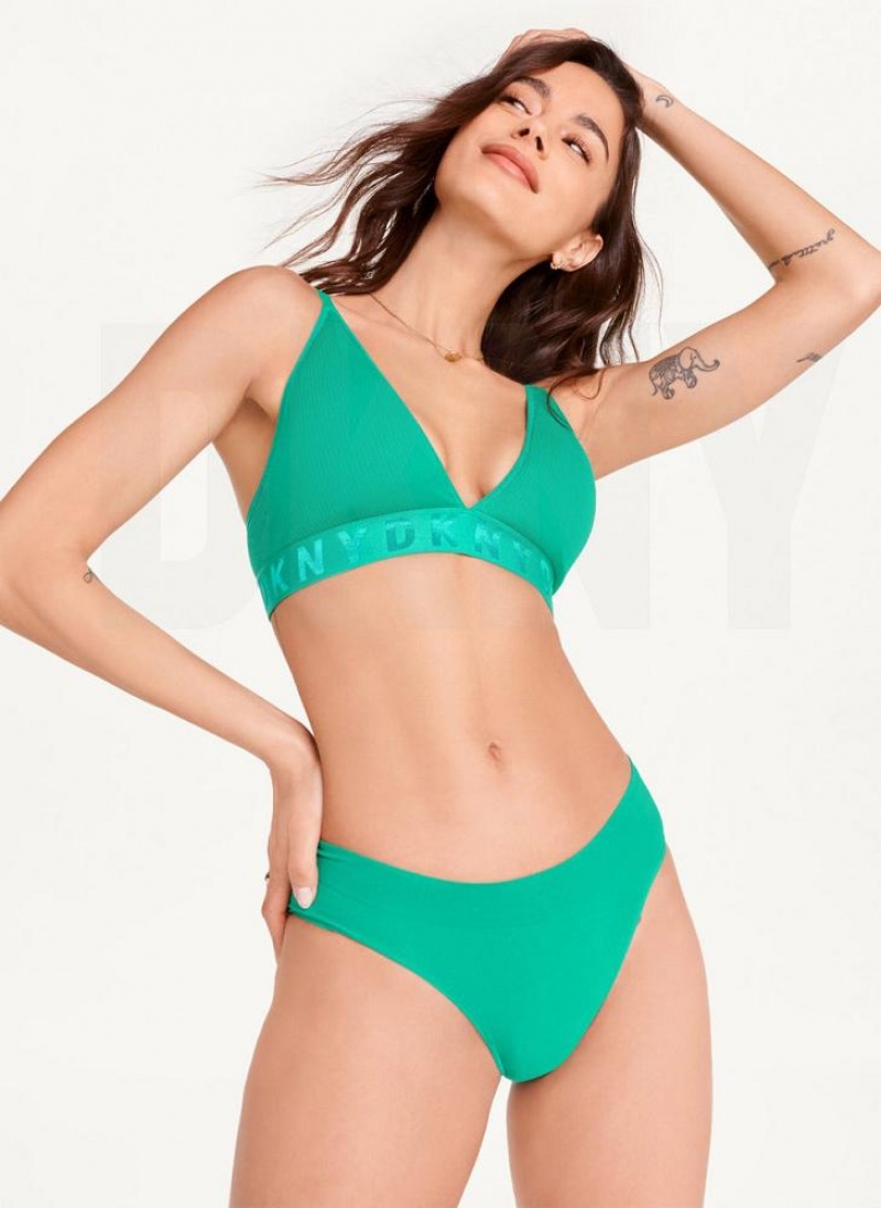 Green DKNY Seamless Litewear Rib Bikini Women\'s Panties | USA-D0571