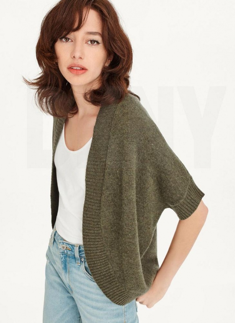 Green DKNY Shrug Short Sleeve Cardigan Women's Sweaters | USA-D1557