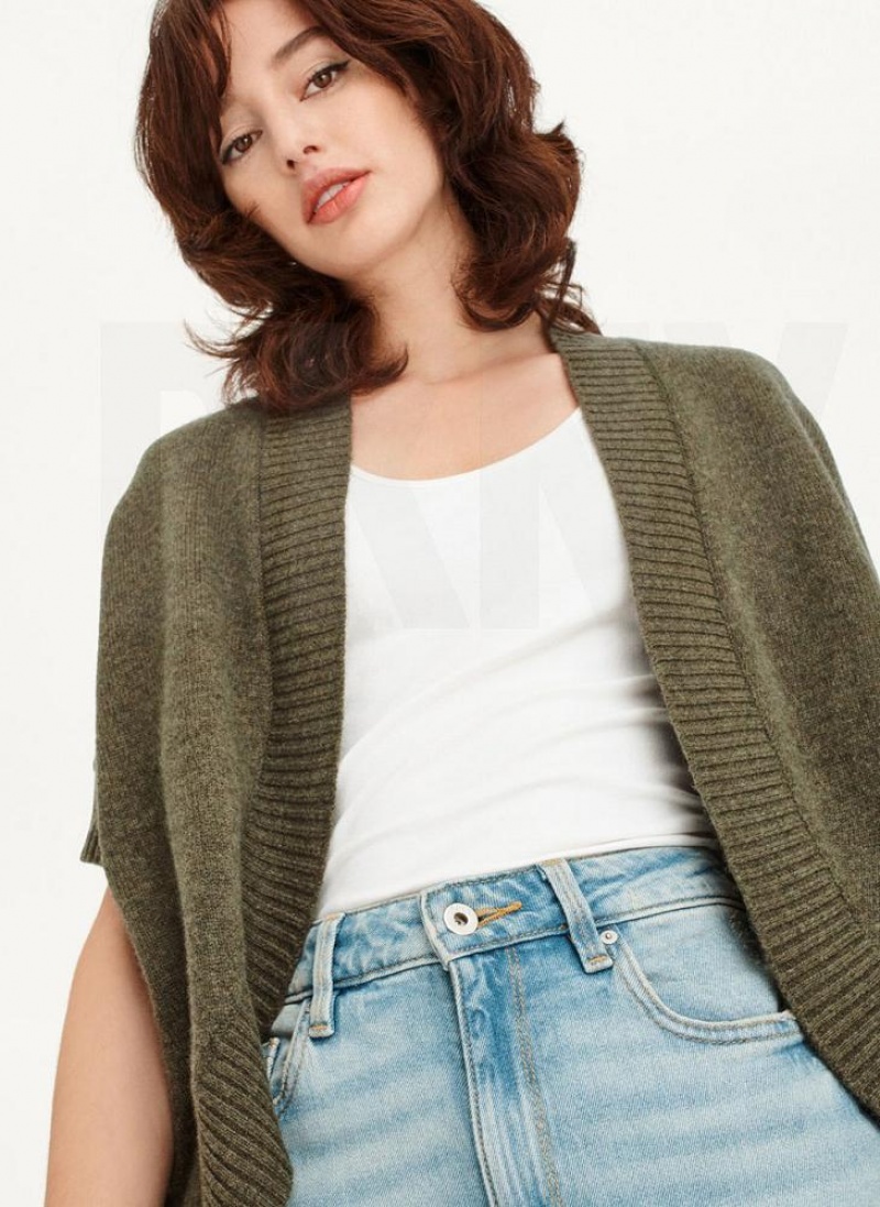 Green DKNY Shrug Short Sleeve Cardigan Women\'s Sweaters | USA-D1557