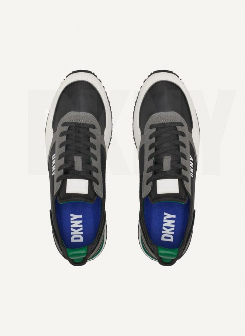 Green DKNY Side Logo Men's Sneakers | USA-D0921