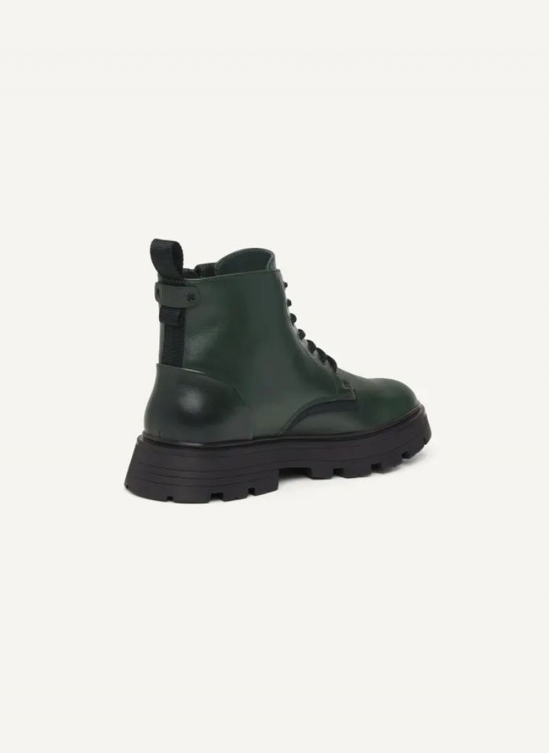 Green DKNY Side Zip Lace Up Men's Boots | USA-D0615