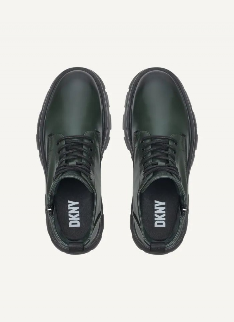 Green DKNY Side Zip Lace Up Men's Boots | USA-D0615