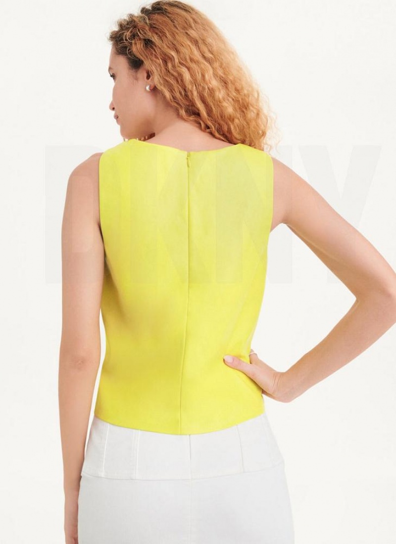 Green DKNY Sleeveless Perforated Women's Tank Tops | USA-D1530