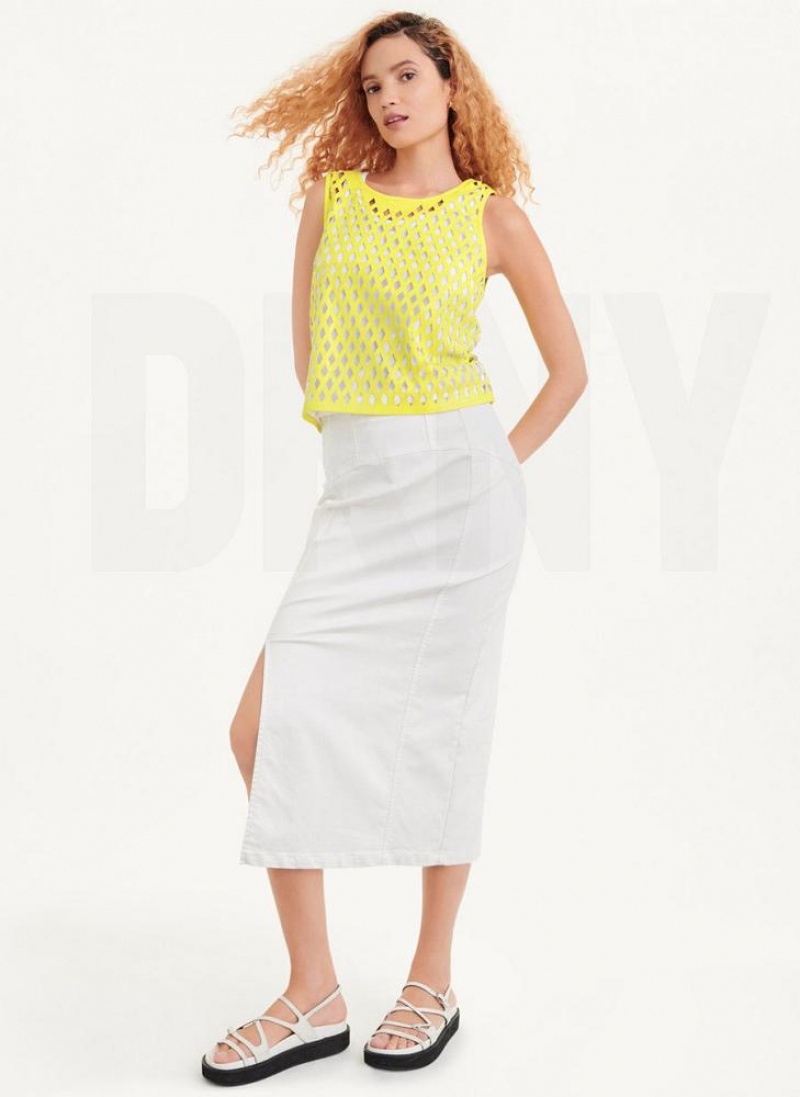 Green DKNY Sleeveless Perforated Women's Tank Tops | USA-D1530