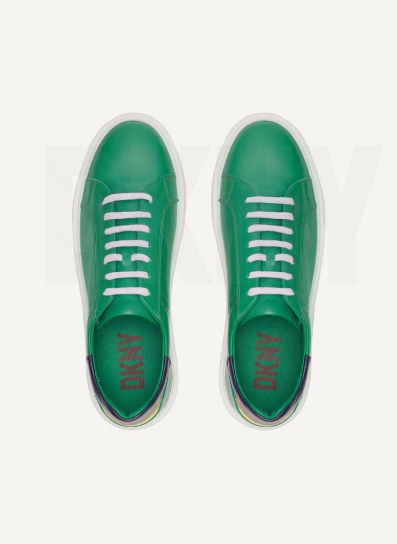 Green DKNY Stacked Court Men's Sneakers | USA-D1258
