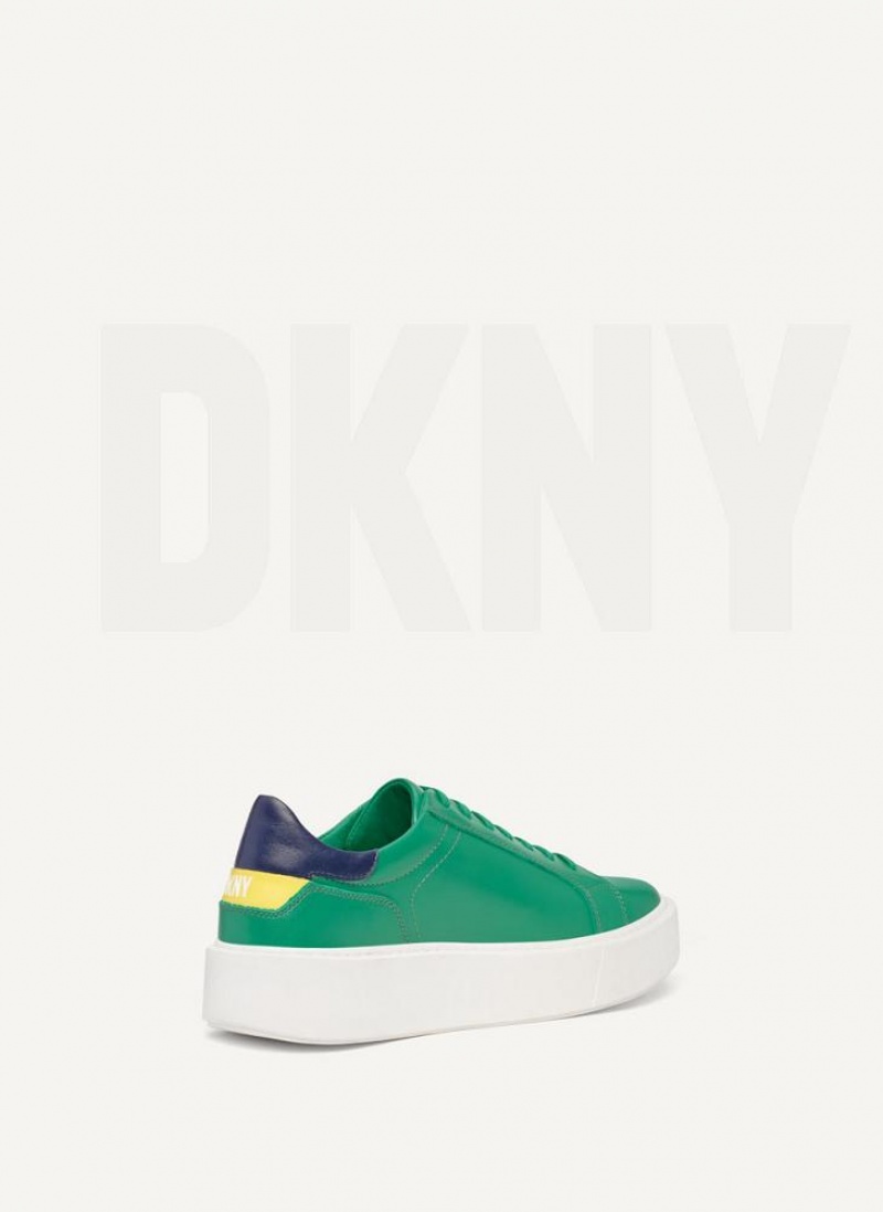 Green DKNY Stacked Court Men's Sneakers | USA-D1258