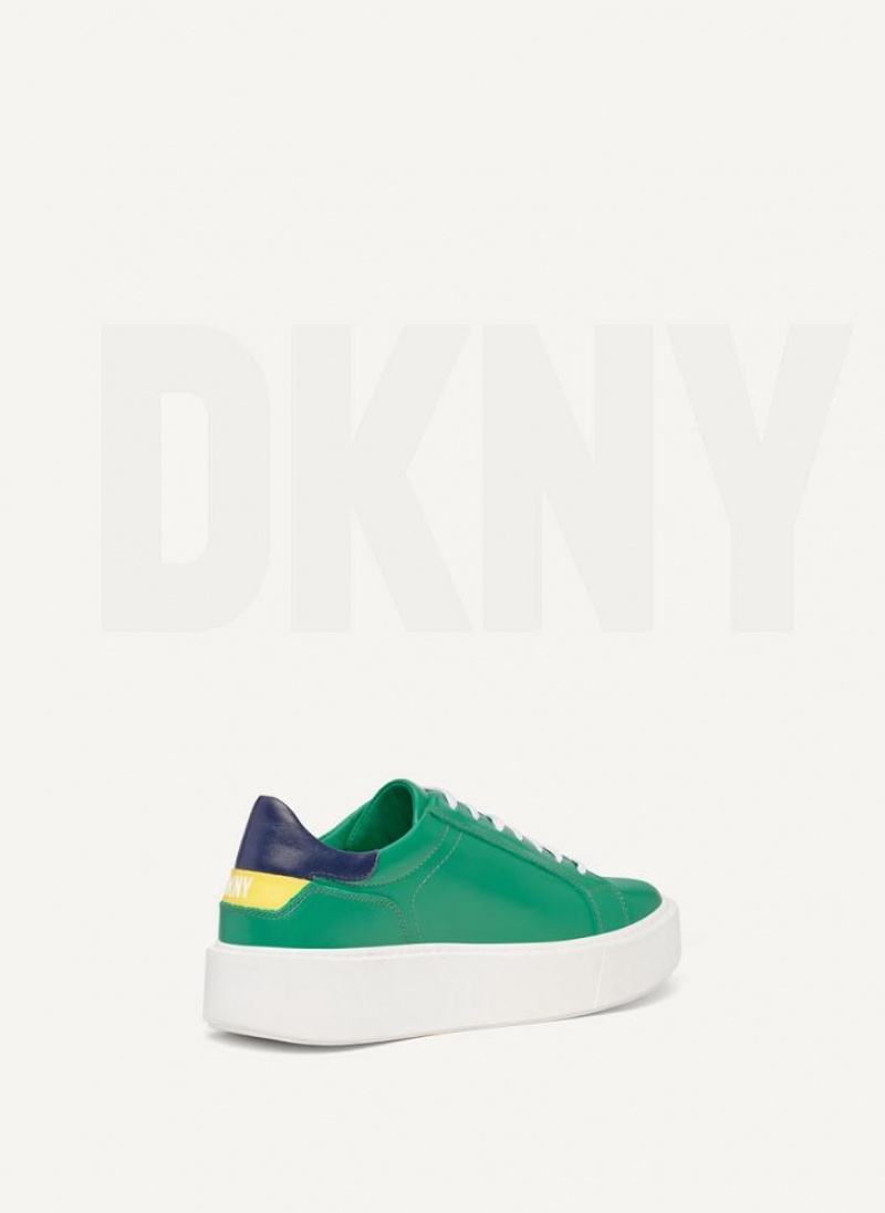 Green DKNY Stacked Court Men's Sneakers | USA-D1258