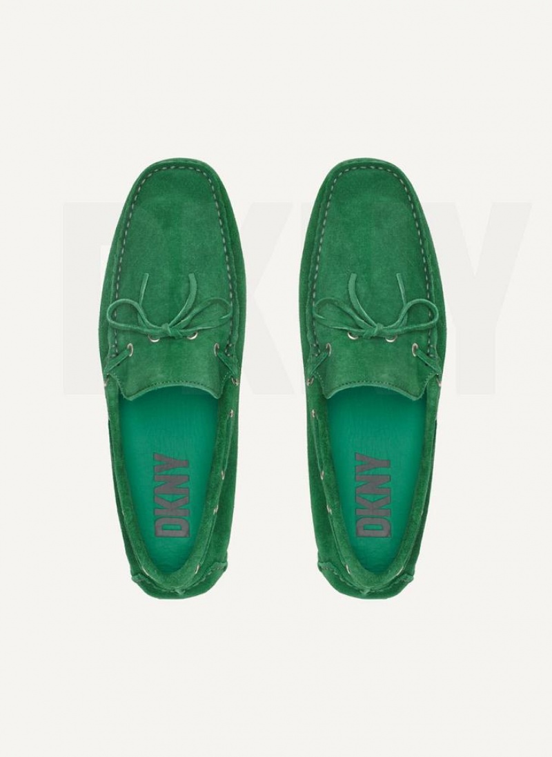 Green DKNY Suede Driver Moccasin Men's Sneakers | USA-D0589