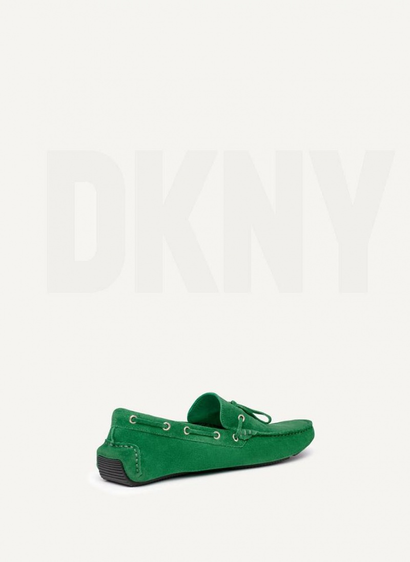 Green DKNY Suede Driver Moccasin Men's Sneakers | USA-D0589