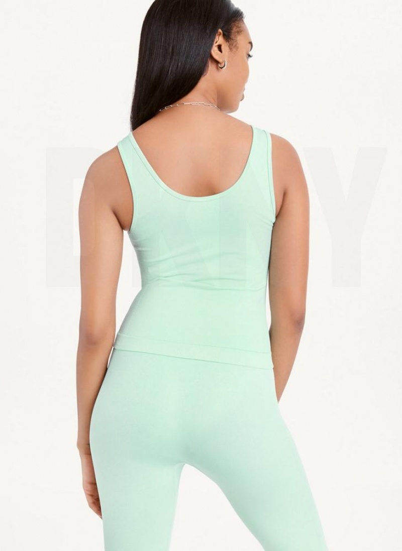 Green DKNY Twill Seamless Scoop Neck Women's Tank Tops | USA-D1091