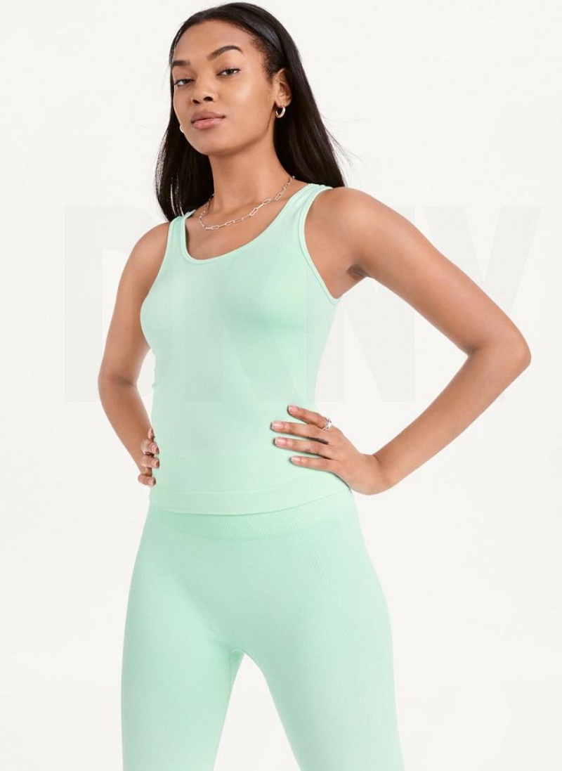 Green DKNY Twill Seamless Scoop Neck Women\'s Tank Tops | USA-D1091
