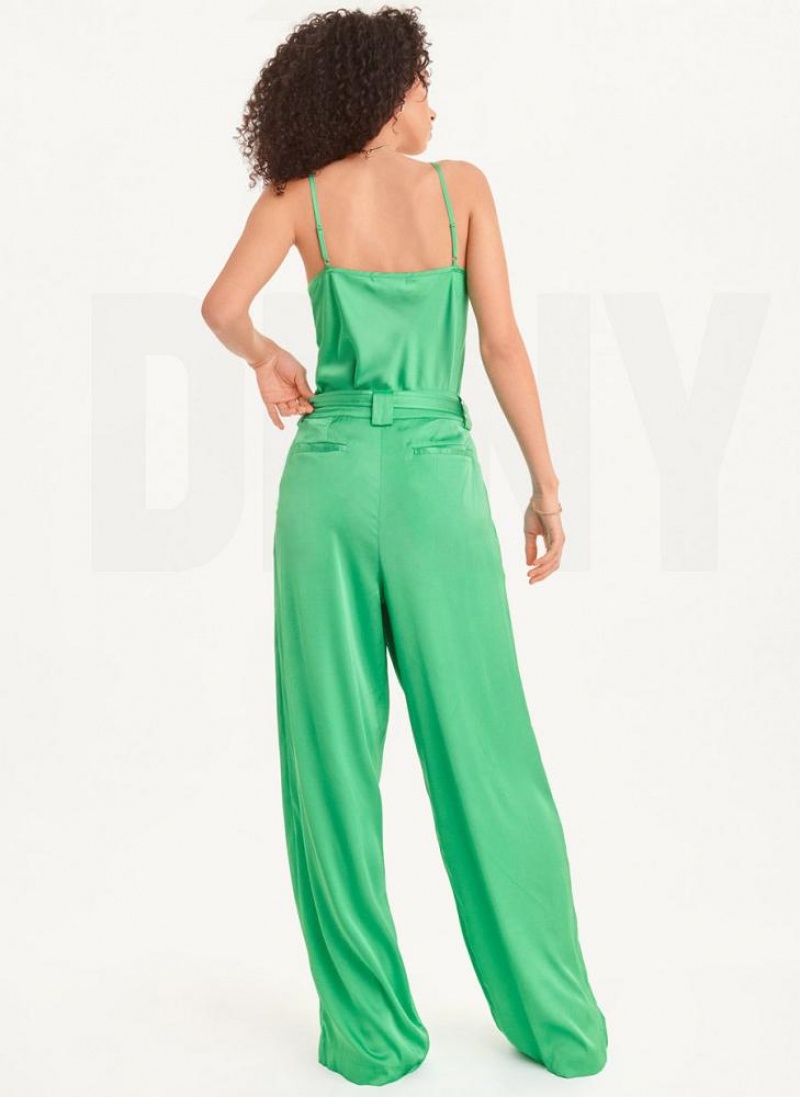 Green DKNY Wide Leg Women's Pants | USA-D1876