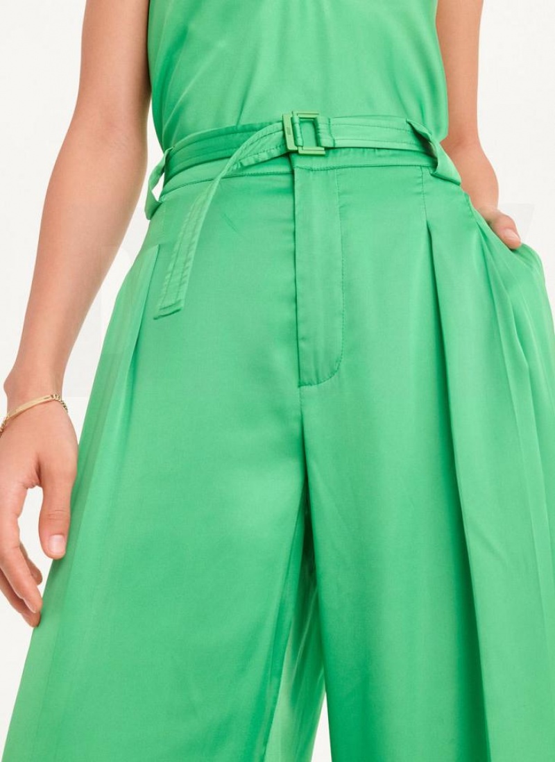 Green DKNY Wide Leg Women's Pants | USA-D1876