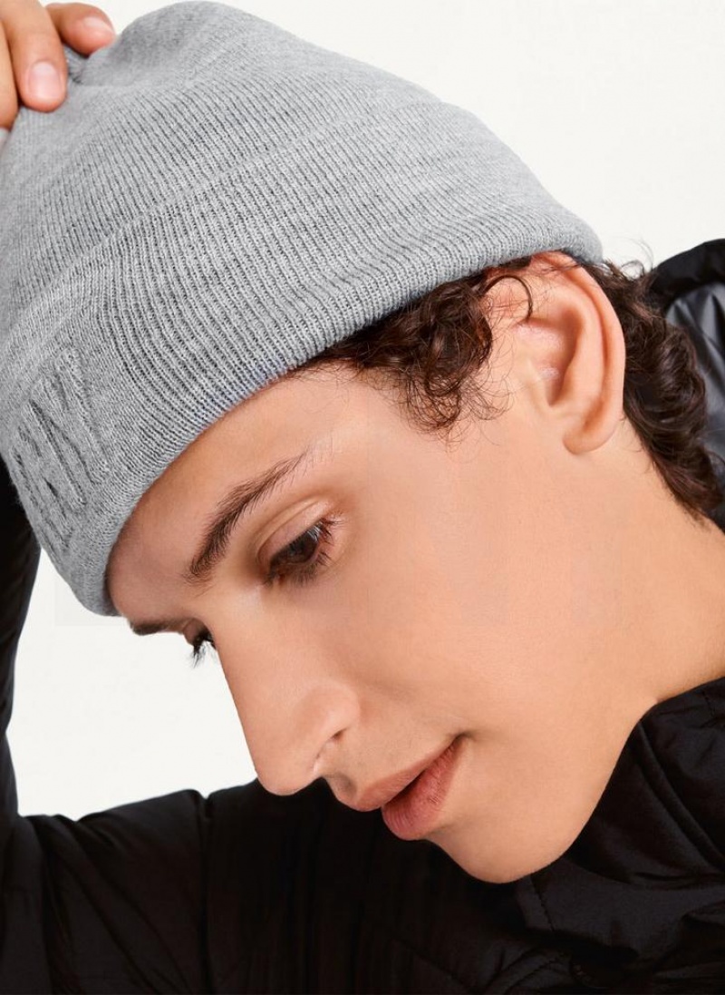Grey DKNY 3D Logo Men's Beanie | USA-D0414