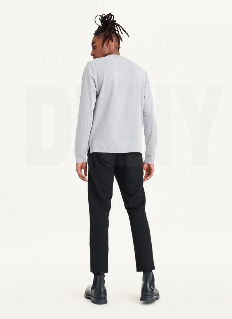 Grey DKNY Baselayer Henley Men's Sweatshirts | USA-D1607