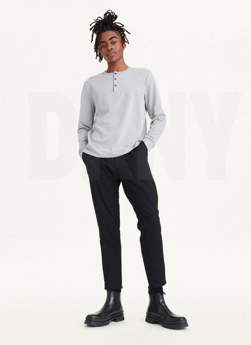 Grey DKNY Baselayer Henley Men's Sweatshirts | USA-D1607