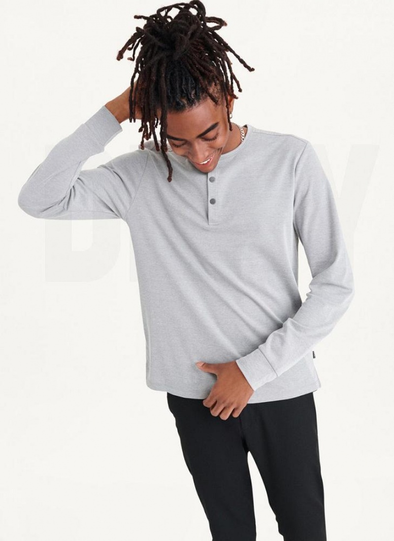 Grey DKNY Baselayer Henley Men's Sweatshirts | USA-D1607