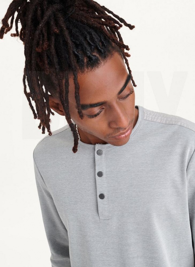 Grey DKNY Baselayer Henley Men's Sweatshirts | USA-D1607